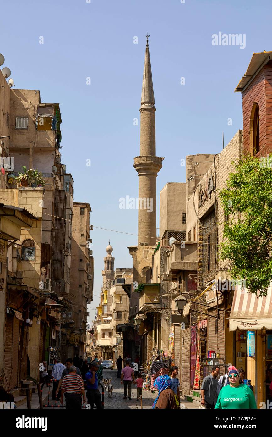 Al Moez Ldin Allah Al Fatimi street, Cairo, Egypt Stock Photo