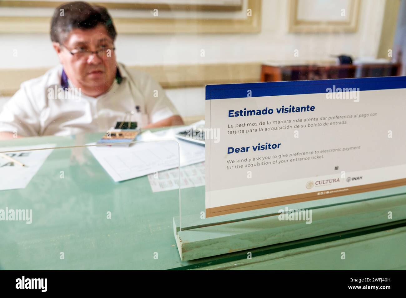 Merida Mexico,Zona Paseo Montejo Centro,Museo Regional de Antropologia,Palacio Canton mansion anthropology museum,sign signs information,electronic pa Stock Photo