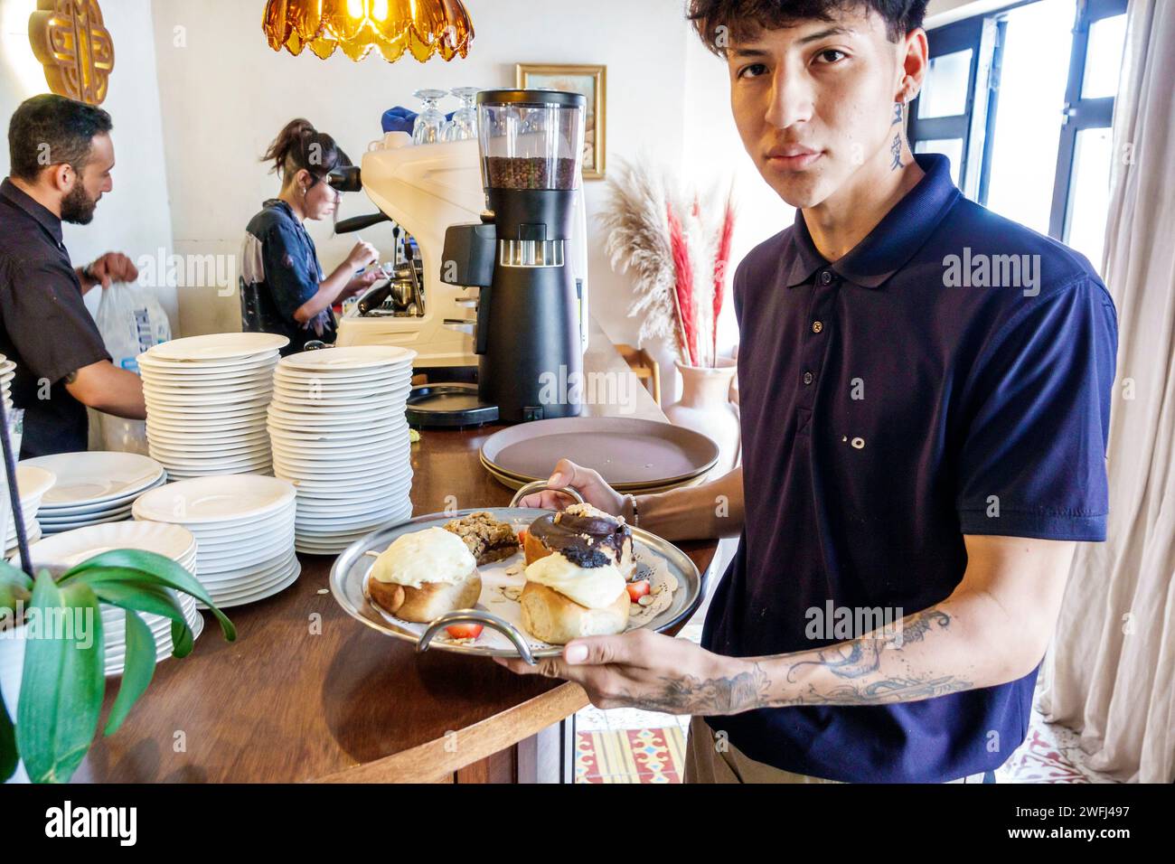 Restaurant restaurants food eating cafe cafes bistro hires stock