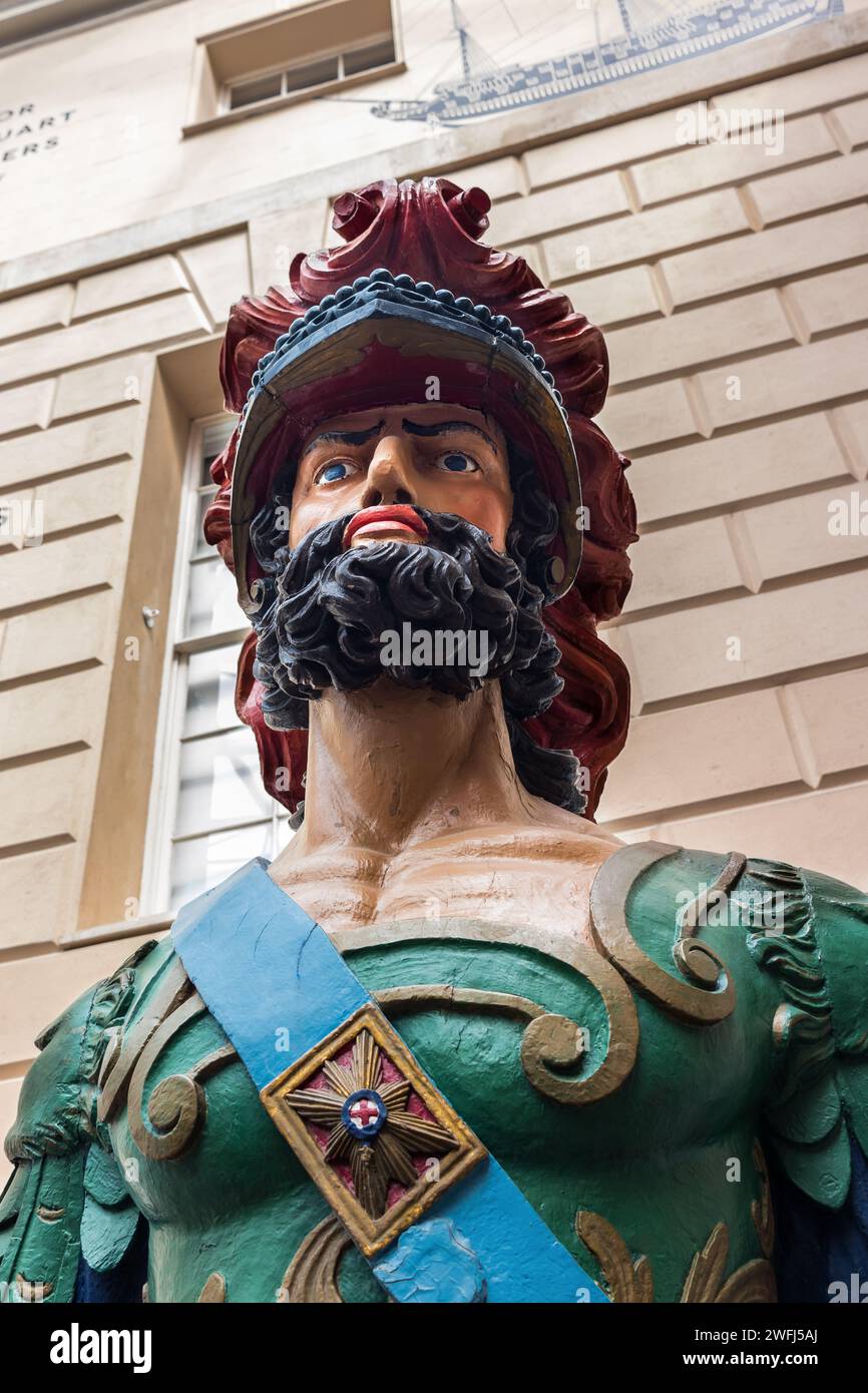 Bearded male Figurehead of H.M.S. Ajax on display at the National Maritime Museum, Greenwich, London Stock Photo