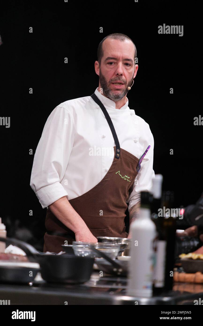 Spanish chef Dani Ochoa of Montia during the edition of the Madrid international gastronomic congress,  Madrid January 29, 2024 Spain Stock Photo
