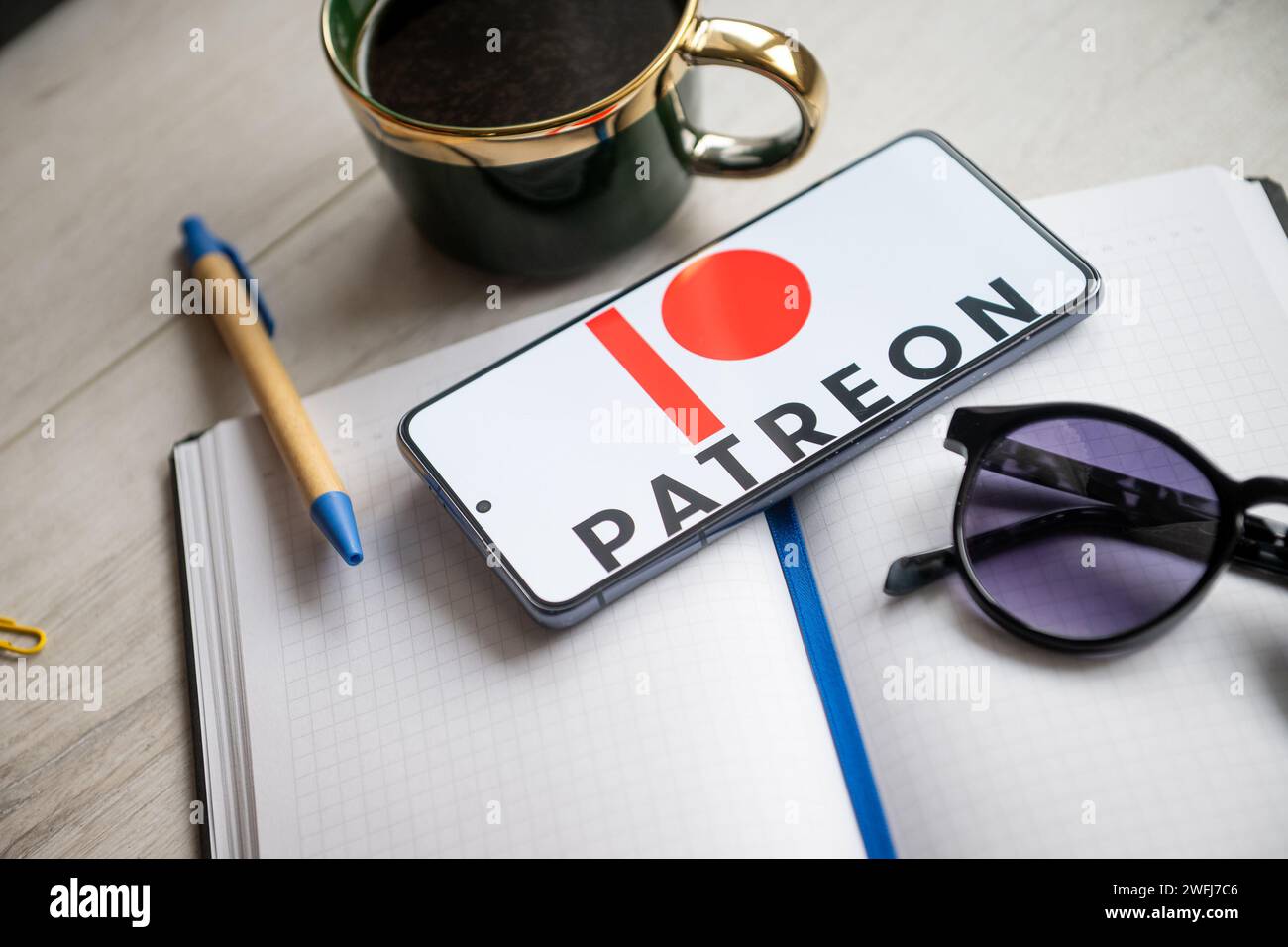 In this photo illustration a Patreon logo seen displayed on a smartphone. Stock Photo