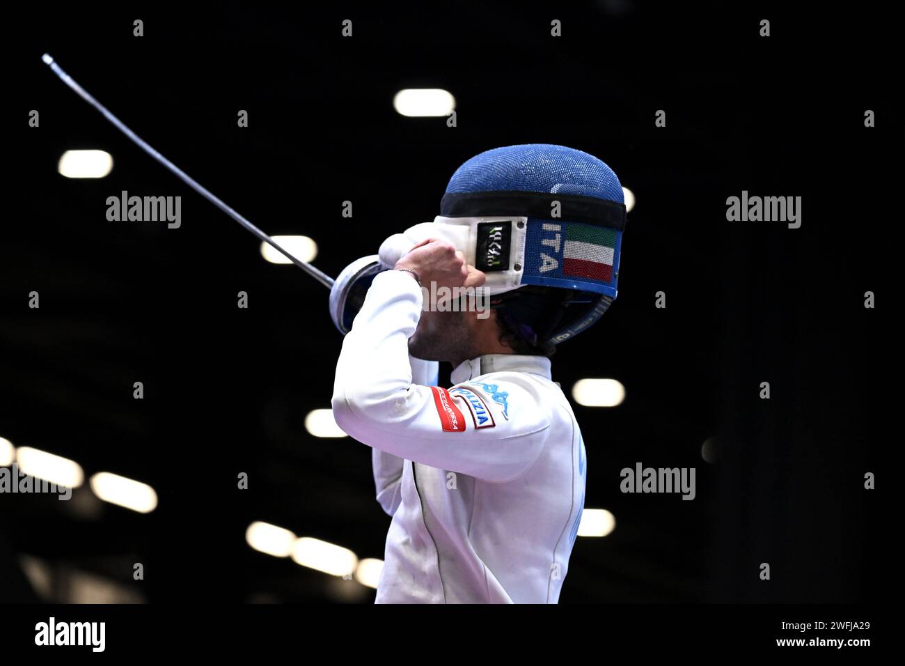 Portrait of Italian fencer Valerio Cuomo during the Fencing World