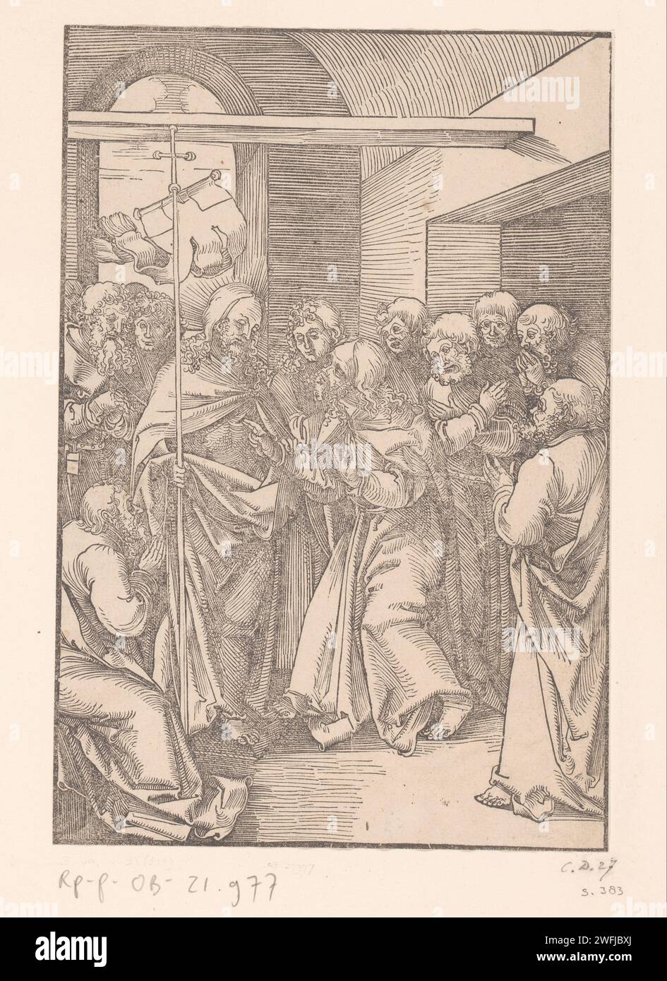 Ongelovy Thomas, Anonymous, Hans Schäufelein, 1506 - 1507 print   paper  the incredulity of Thomas Stock Photo