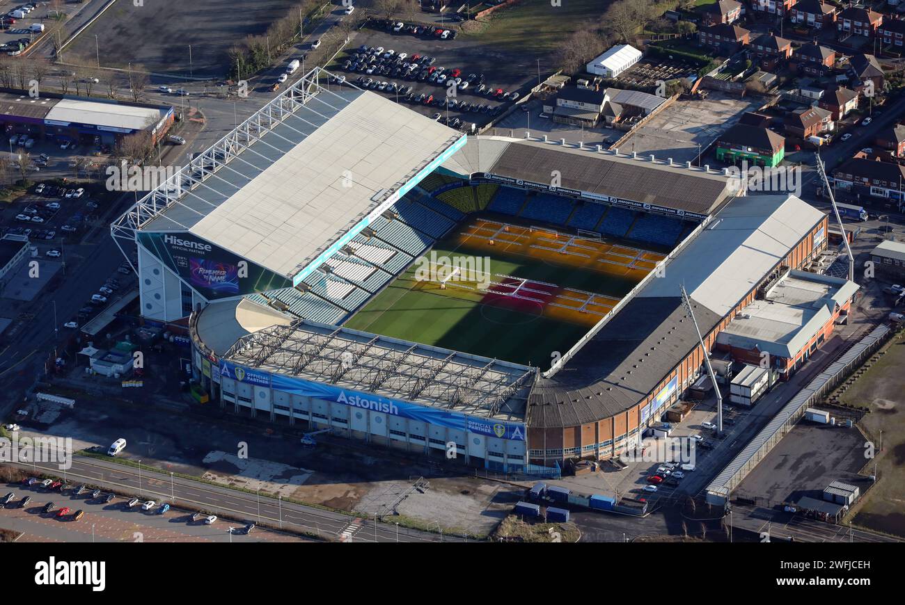 aerial view of Leeds United's Elland Road Stadium Stock Photo