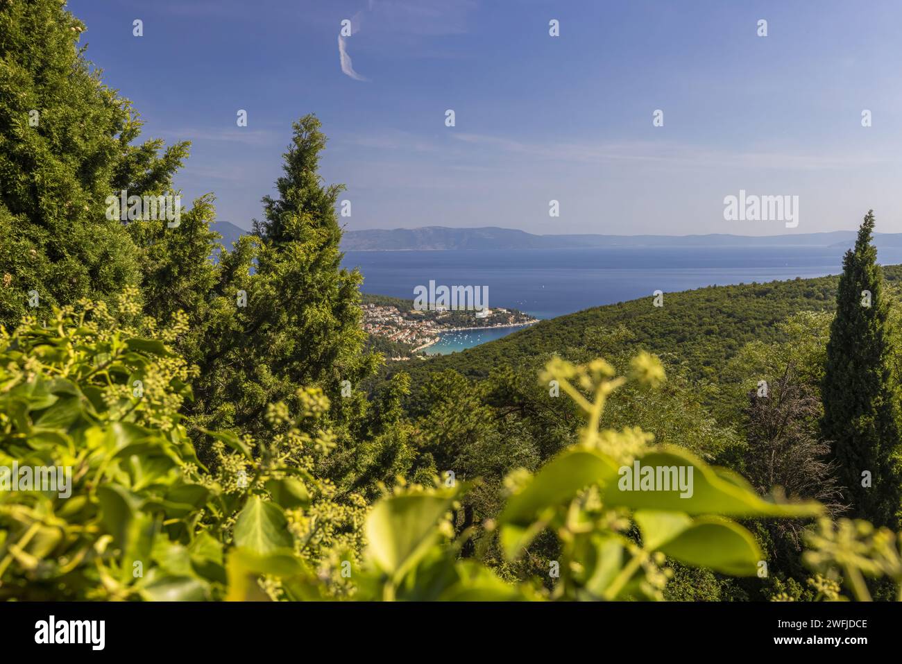 View from the historic town of Labin in Istria to the Croatian seaside ...