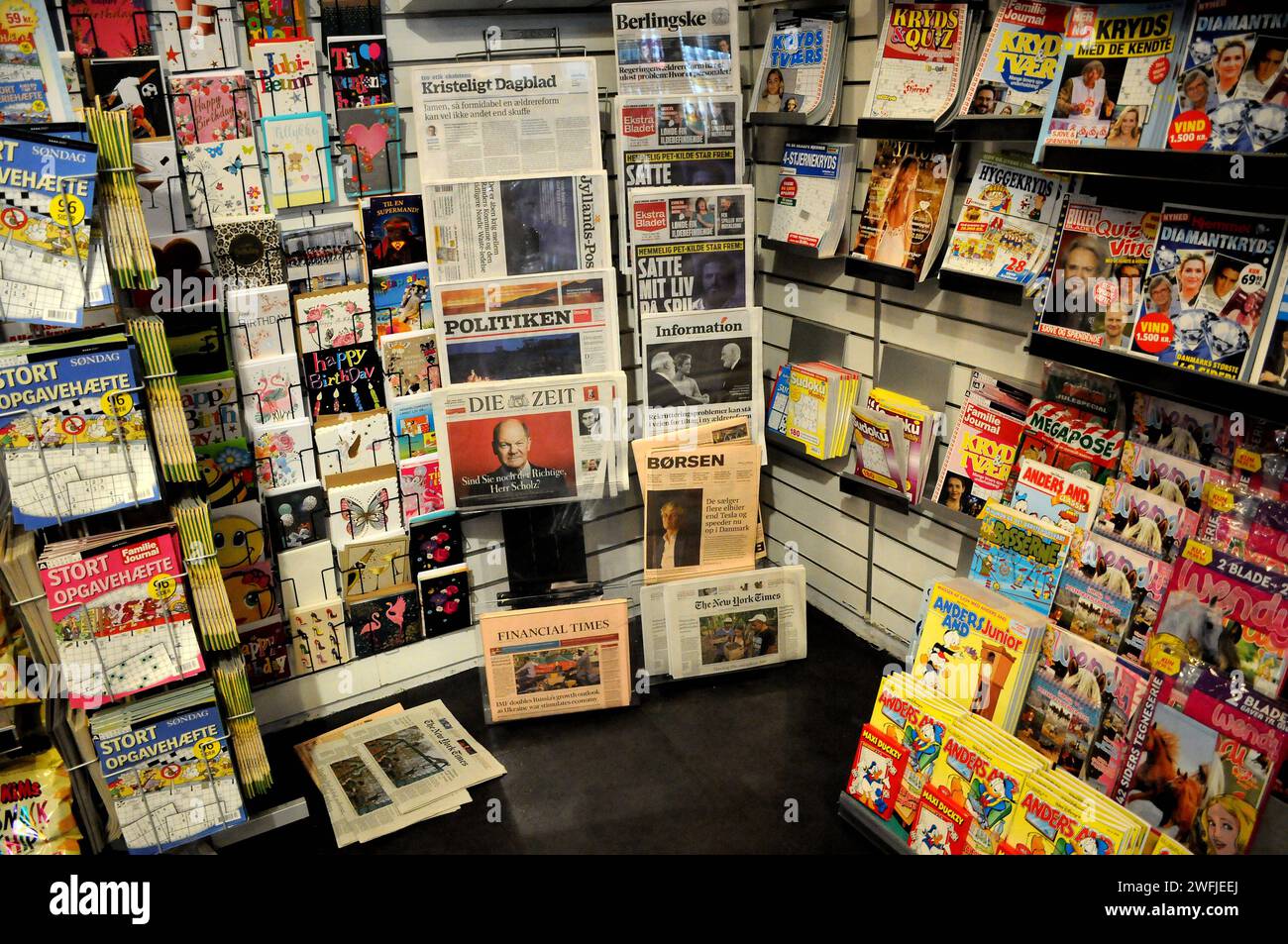Copenhagen, Denmark /31 January 2024/.News papers and magazine stand in ...