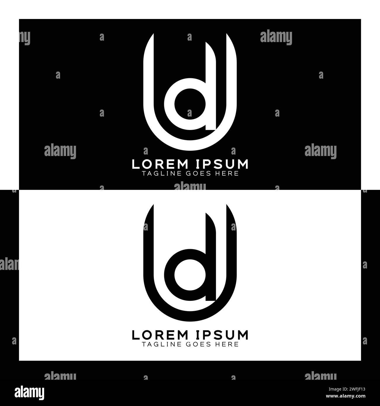 UD initial letter logo. Alphabet U and D pattern design monogram Stock Vector