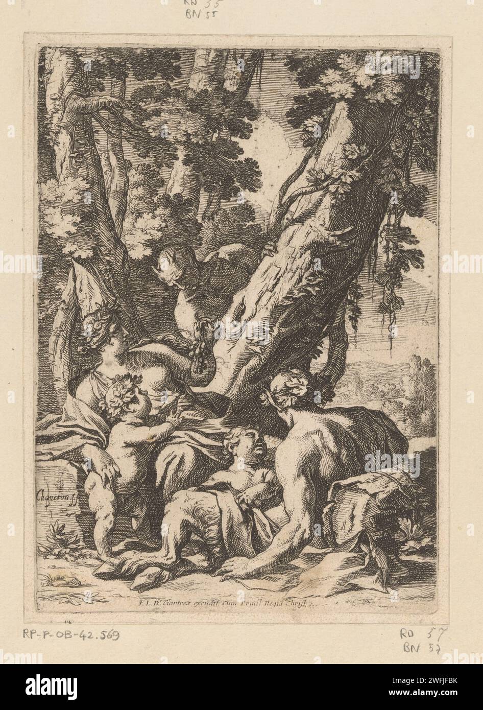 Faun with his wife and children under a tree, Nicolas Chaperon, 1622 ...