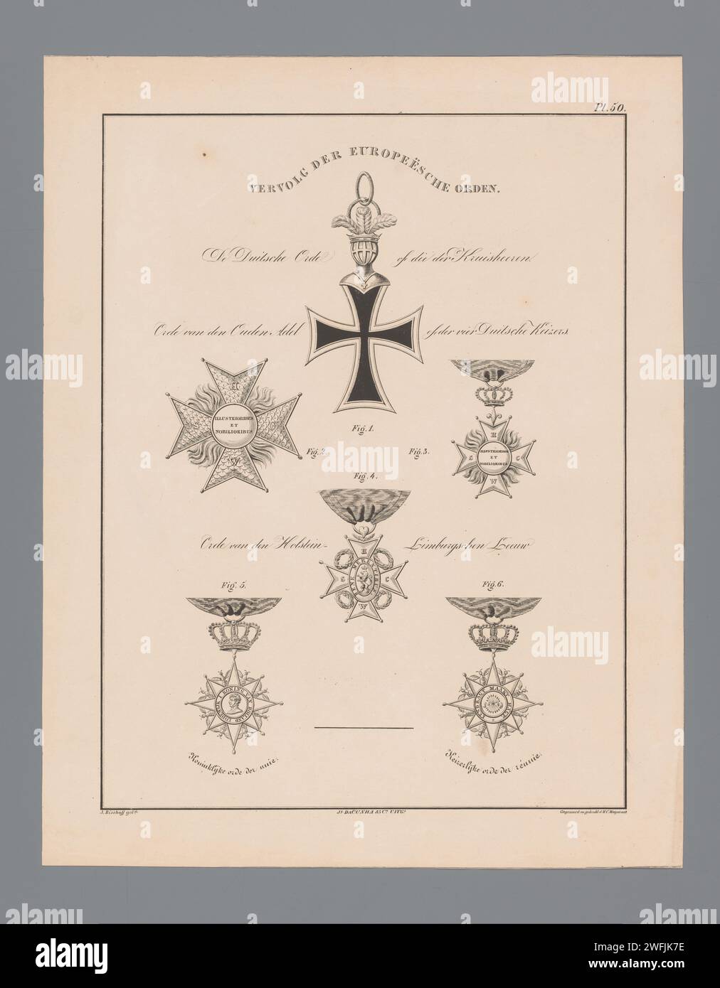 German Noble Ranking European Ridderorden, Willem Charles Magnenat, After J. Bischoff, 1843 ...