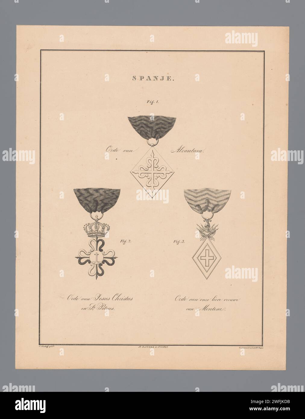 Three knights from Spain, Willem Charles Magnenat, After J. Bischoff