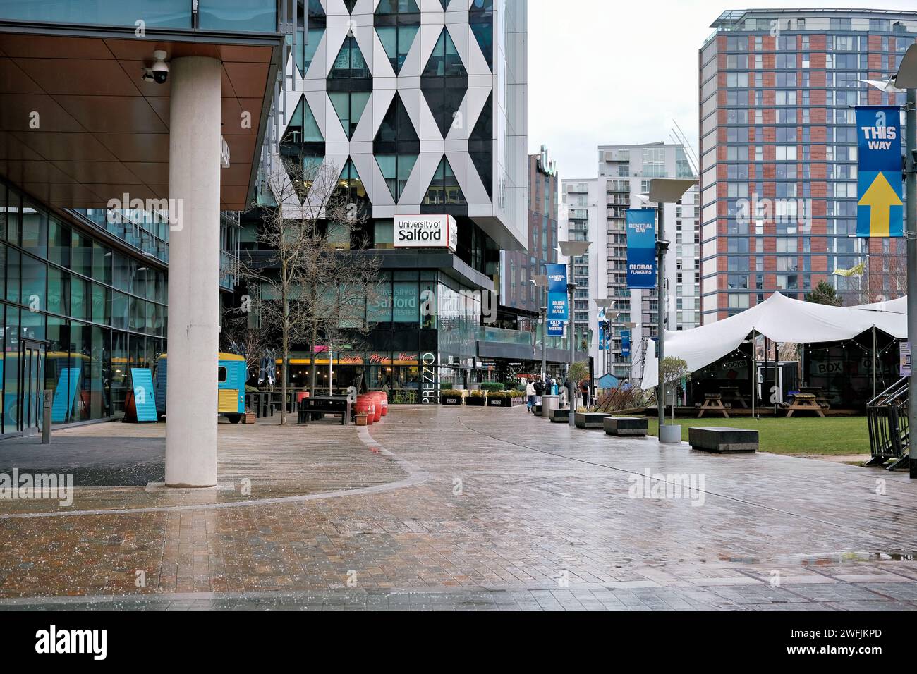 Salford Quays Manchester UK 20 January 2024, Media city and Salford