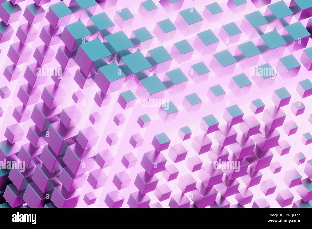 The cube, with its holographic texture, appears to float and rotate ...