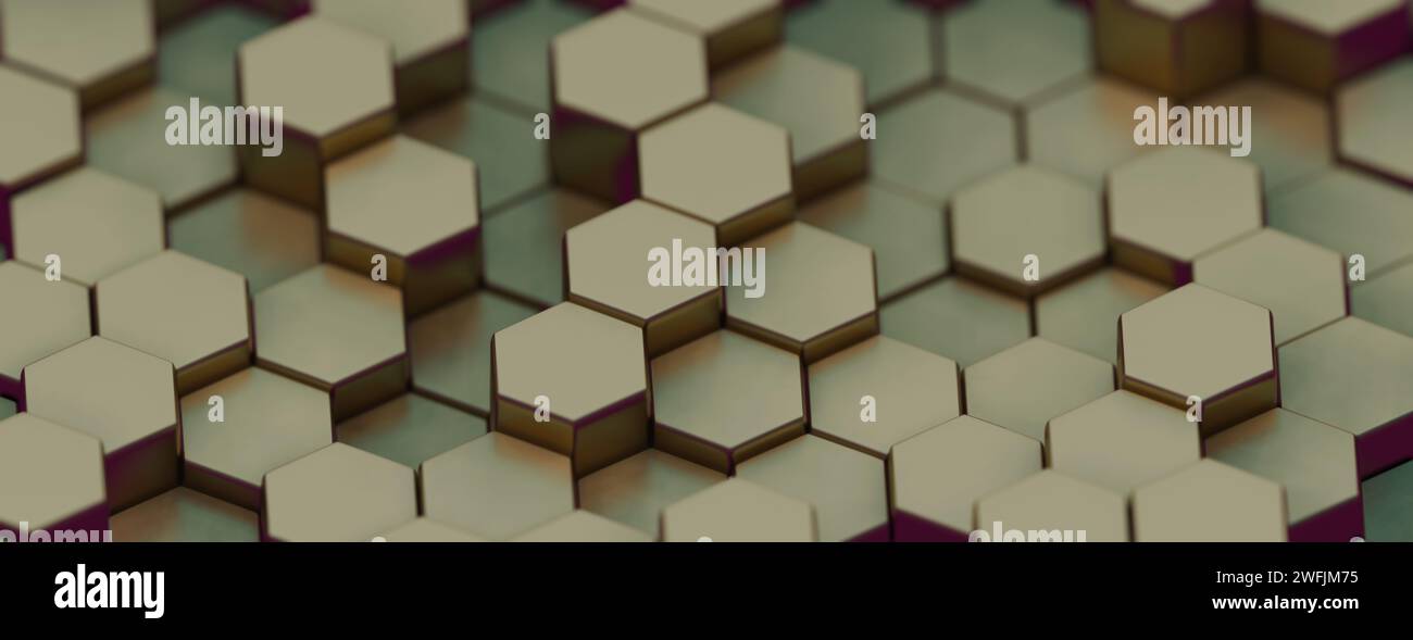 Hexagonal abstract background with a gradient from Gold, creating a modern, visually striking effect Stock Photo