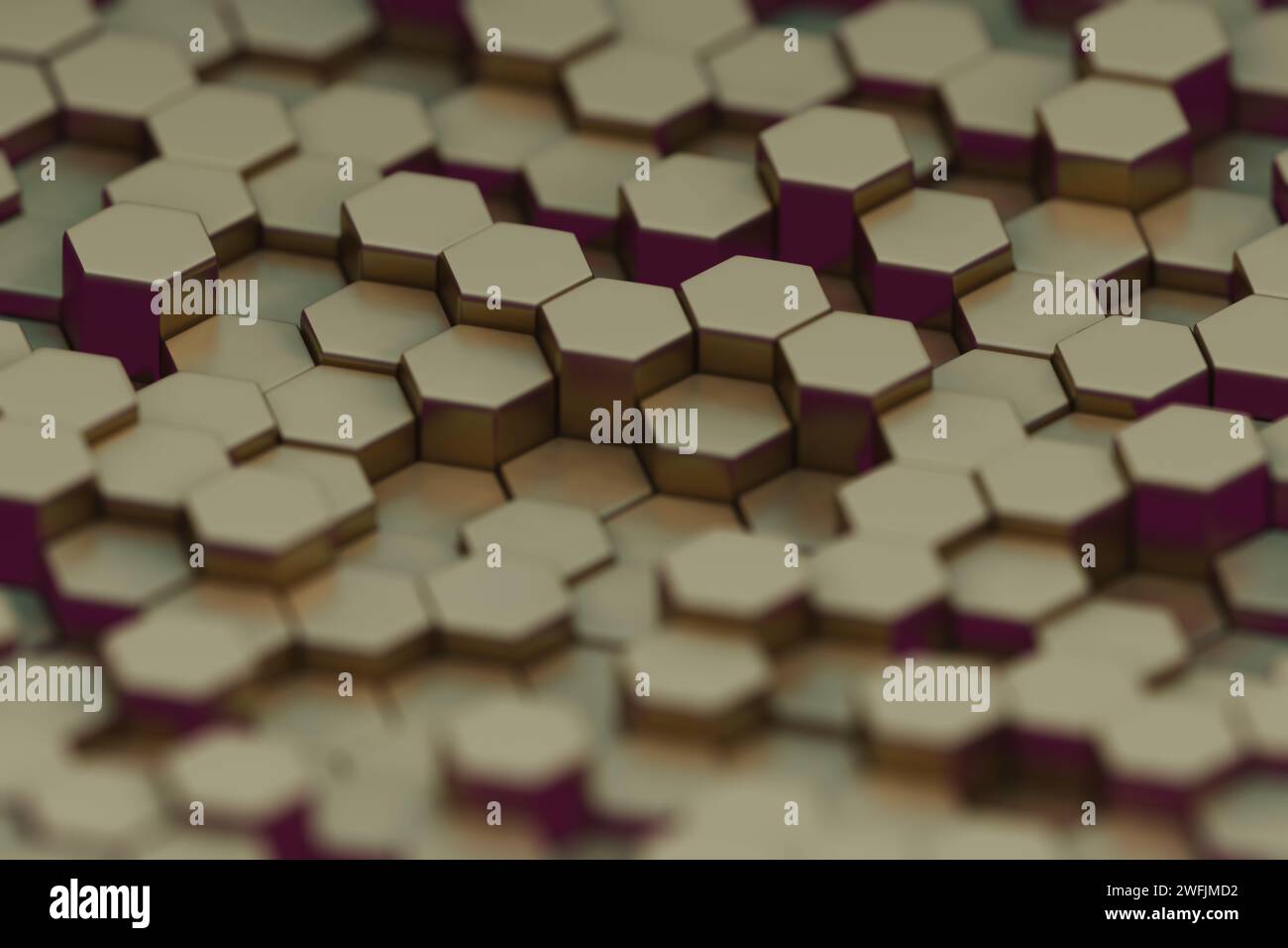 Hexagonal abstract background with a gradient from Gold, creating a modern, visually striking effect Stock Photo
