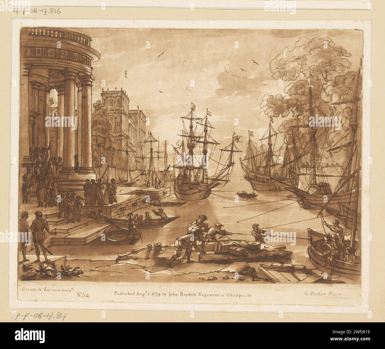 Harbor face with the embarkation of St. Ursula, Richard Earlom, After ...