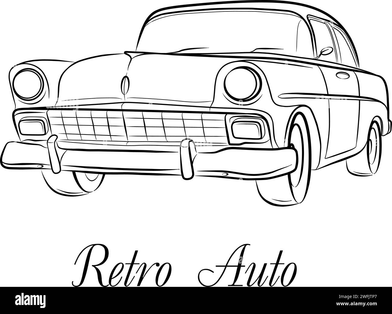 Car on a white background. Retro auto .Vector illustration . Stock Vector