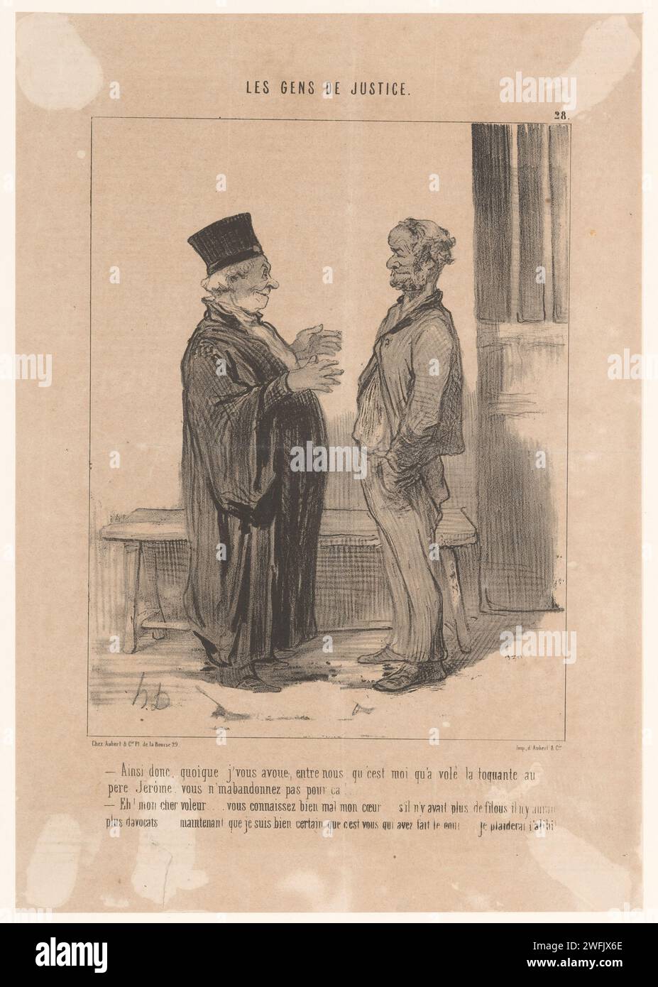 Lawyer consults with Dief, Honoré Daumier, 1846   Paris paper  caricatures (human types). lawyer, attorney at law. thief Stock Photo
