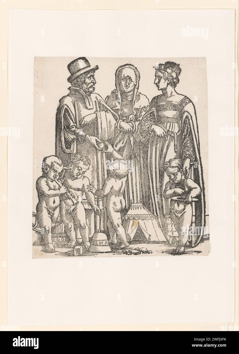 Lamech with his wife and children, Anonymous, After Hans Sebald Beham ...