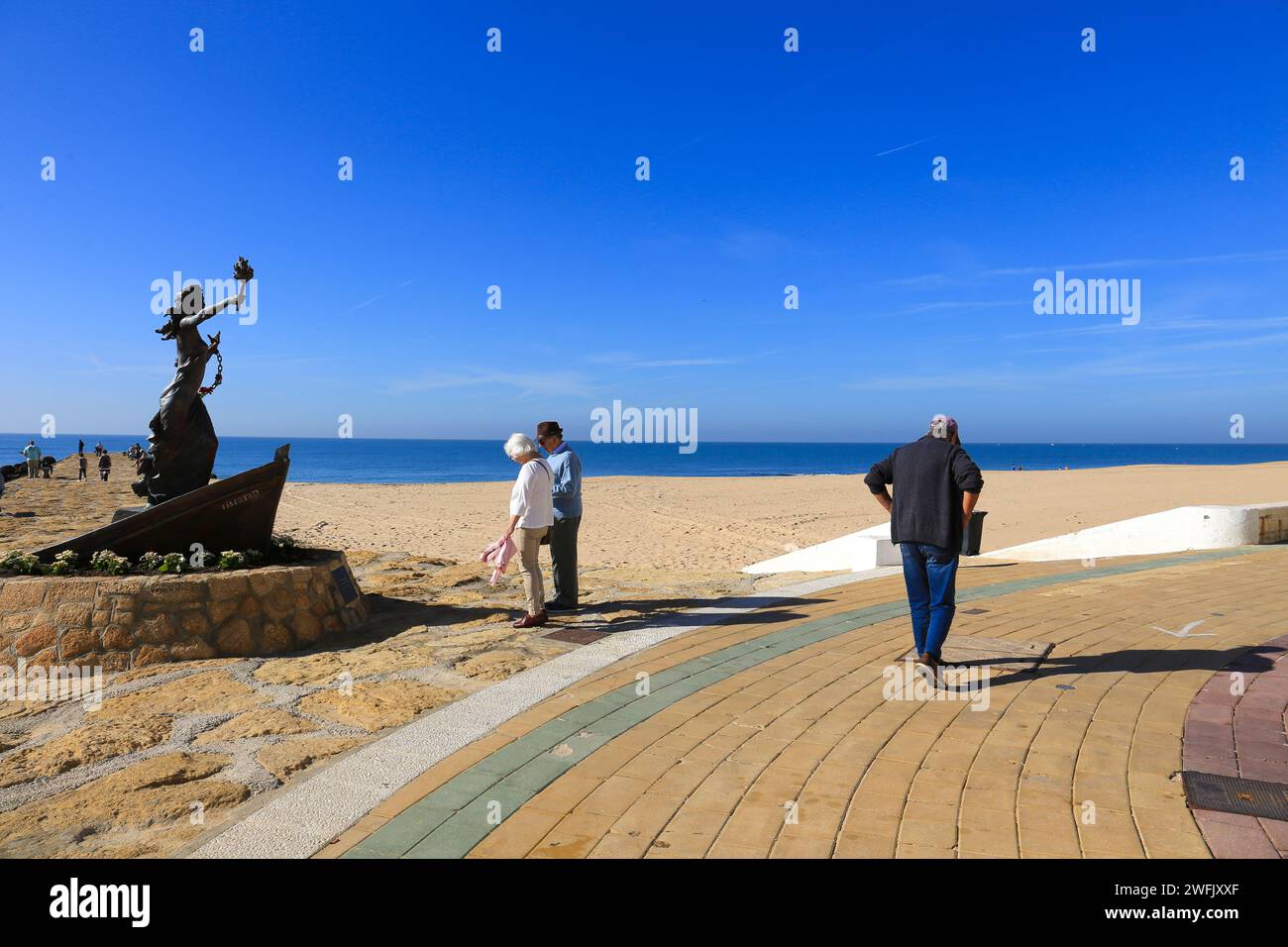Rota, Cadiz, Spain- October 10, 2023:Freedom monument in the promenade of Playa de la Costilla beach on a sunny day Stock Photo