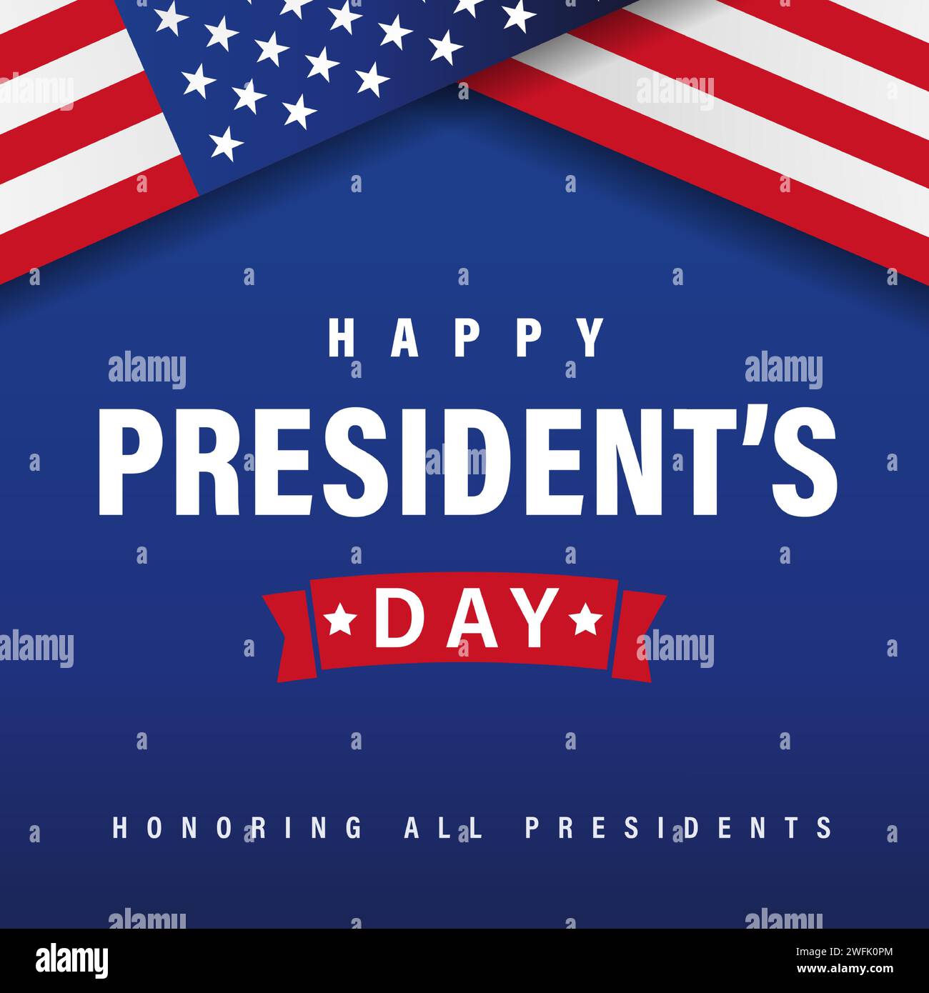 Happy Presidents Day banner with flag and ribbon.Vector illustration