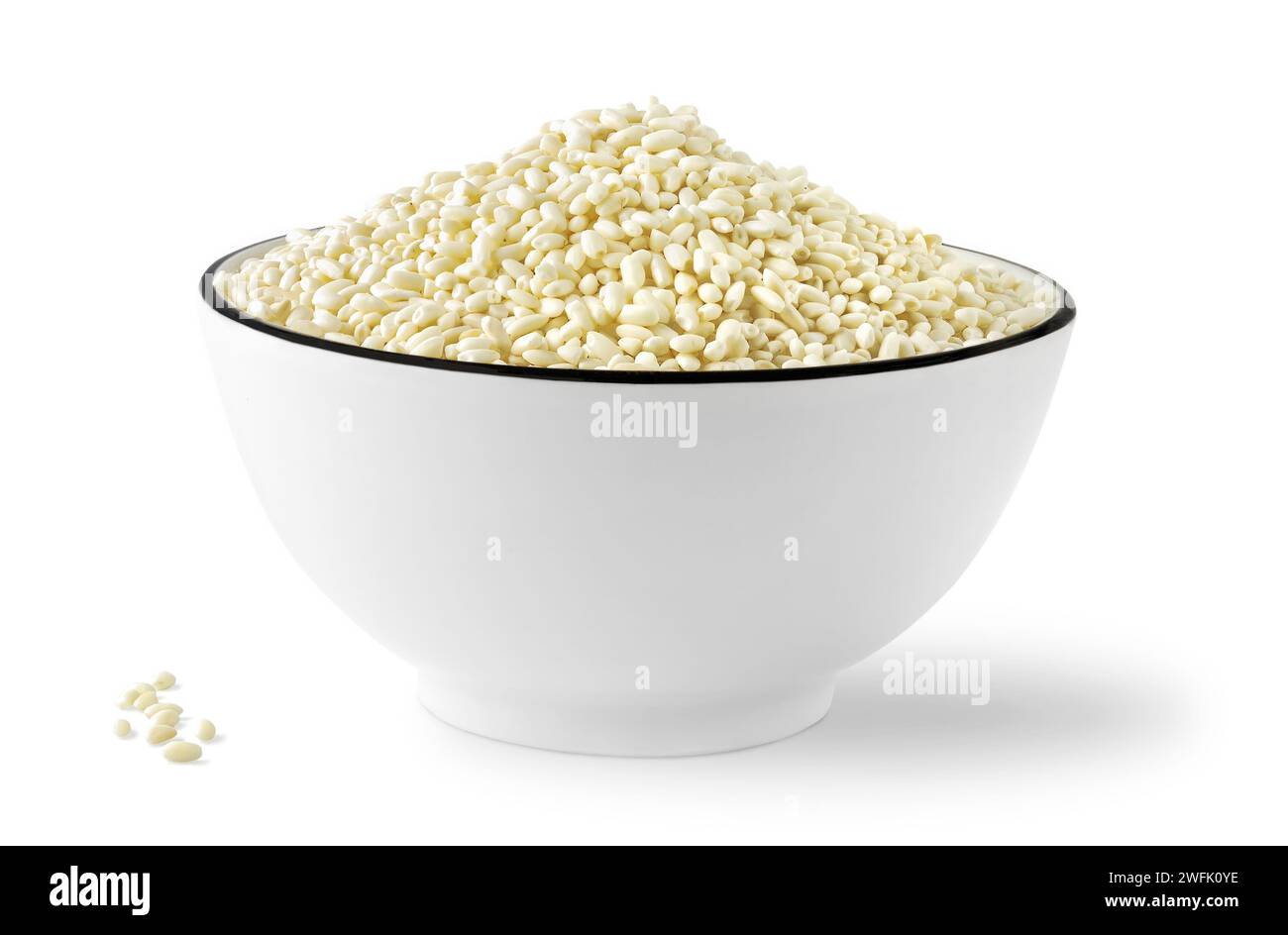 Raw Japanese sushi rice in a bowl isolated on white background Stock ...
