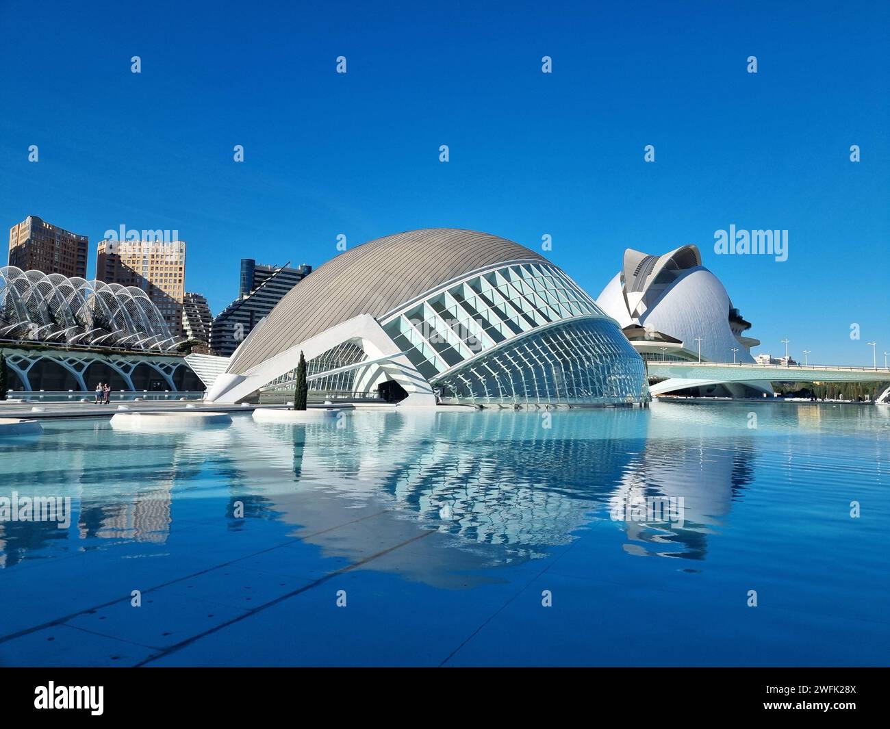 Valencia, Spain January 2024 Hemispheric building in the sciencies