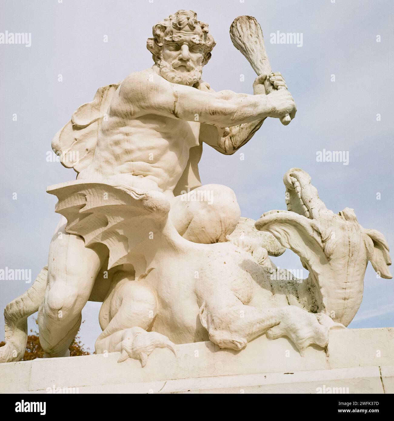 Hercules fighting the dragon, Schlossgarten Karlsruhe Stock Photo