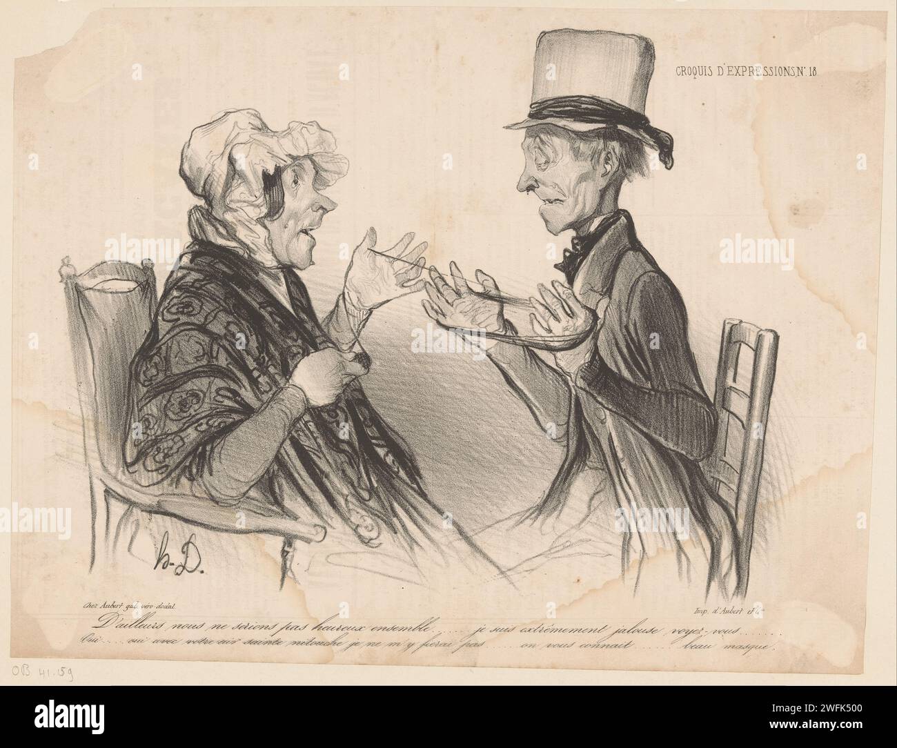 Old widower helps old woman to wrap a ball of wool, Honoré Daumier ...