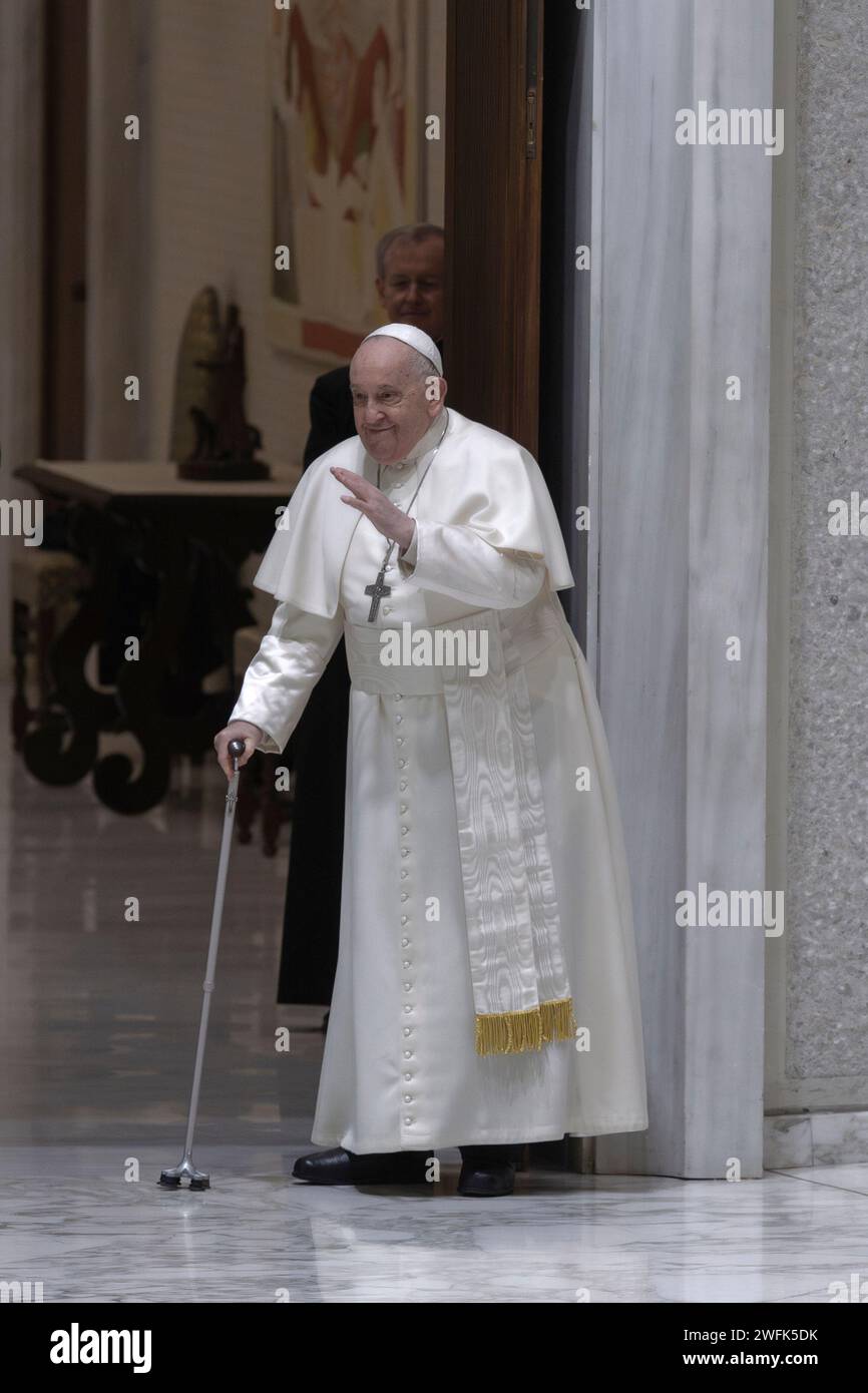Vatican City, Vatican 31 january 2024. Pope Francis during his weekly