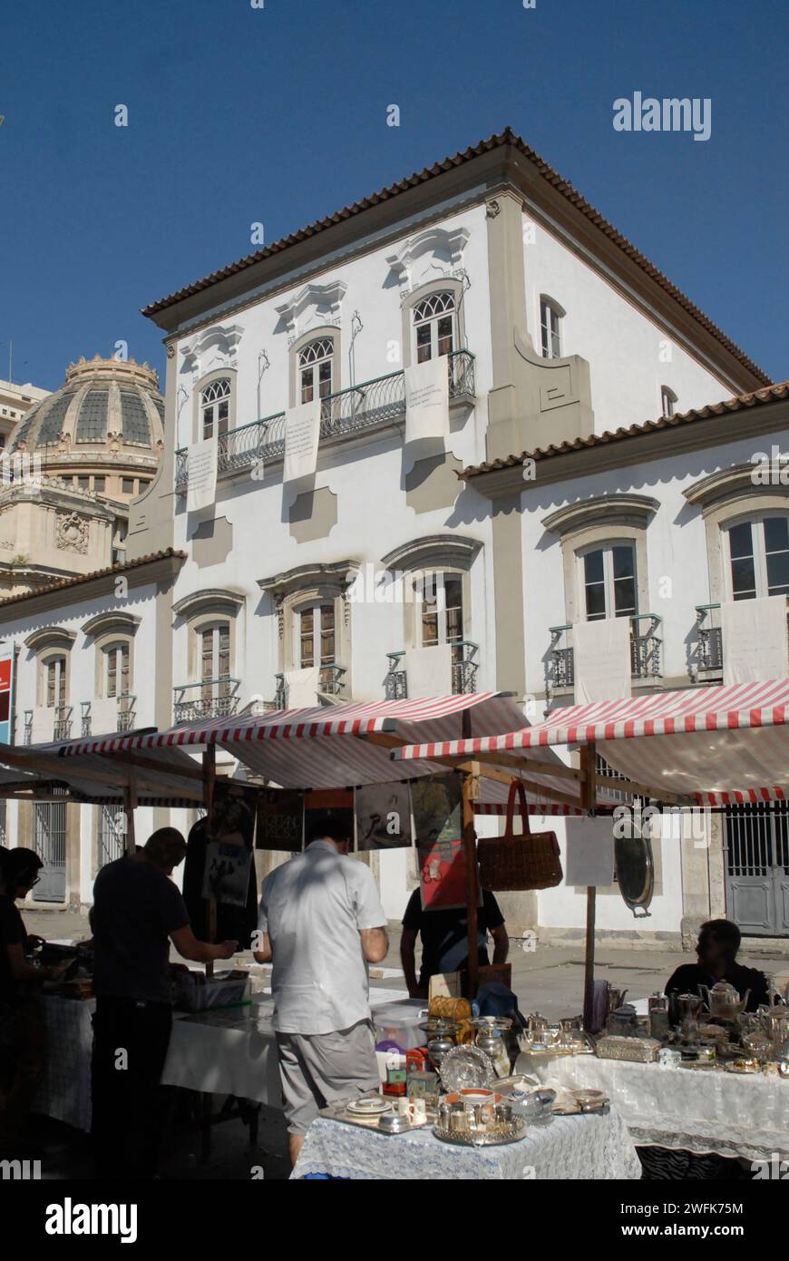 Art and antiques fair in front of the 18th century 'Paço Imperial' , in downtown Rio de Janeiro. Stock Photo