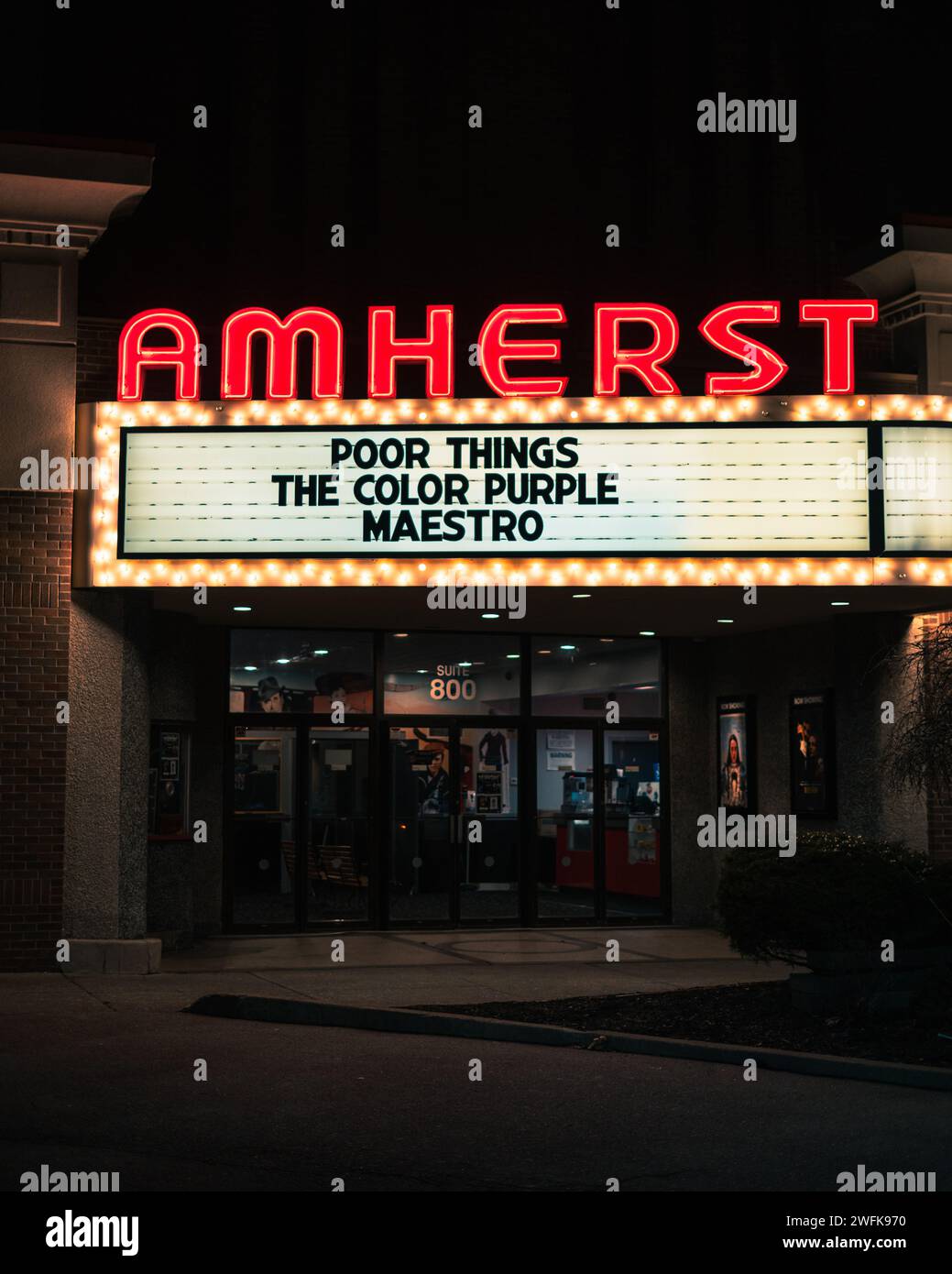Dipson Amherst Theatre vintage sign at night, Buffalo, New York Stock