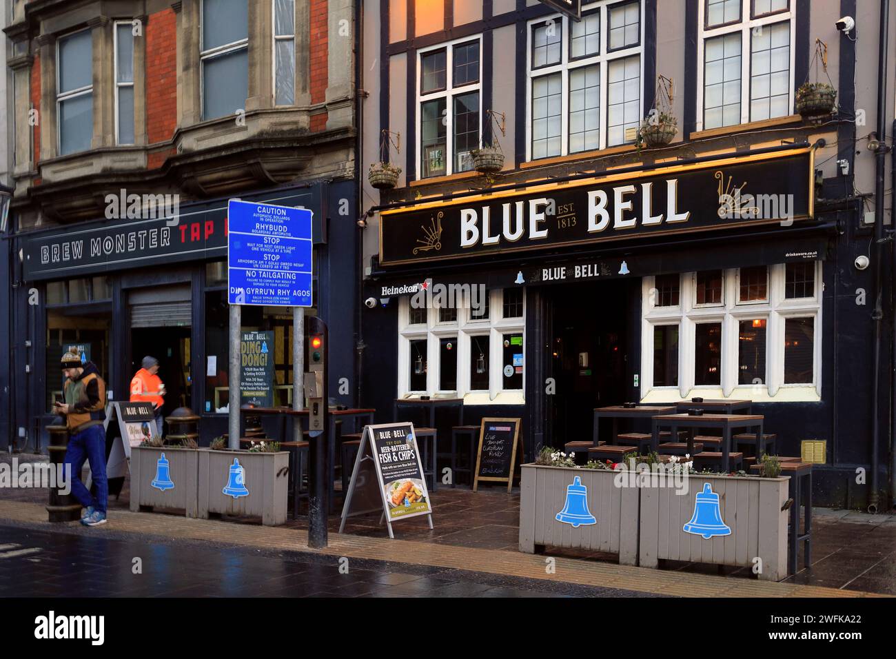 The Blue Bell pub, with work commencing to extend it to next door premises. Taken January 2024, winter. Stock Photo