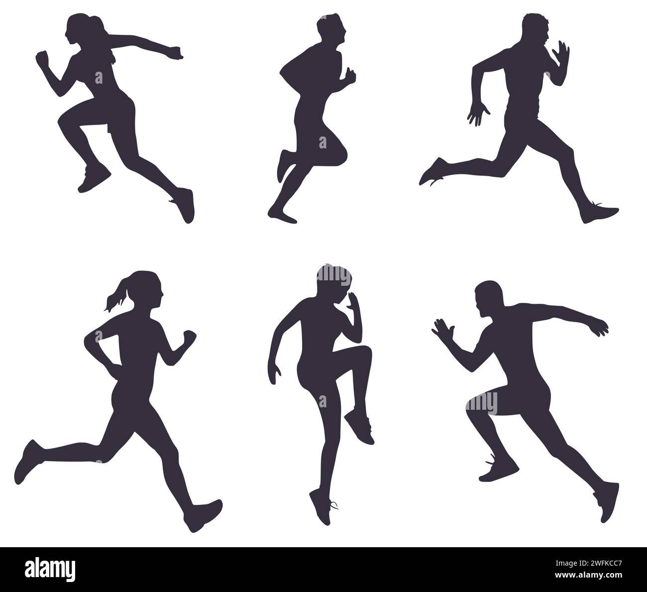 Set of six silhouettes of runners. man running Stock Vector Image & Art ...