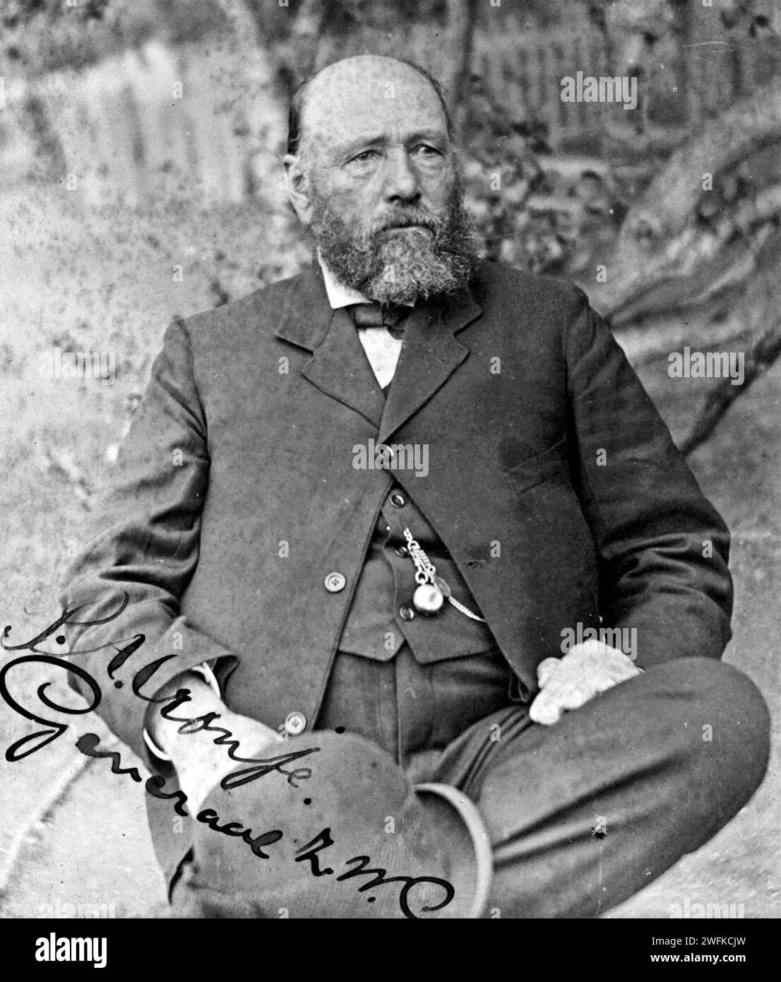 PIET CRONJÉ   (1836-1911) South African Boer general during the Boer Wars photographed while in exile on St. Helena after his defeat at Paardeberg in February b1900. Stock Photo