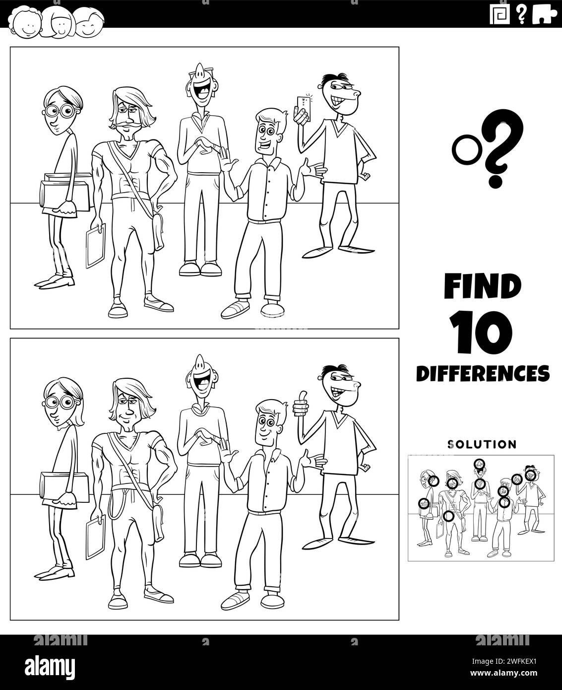 Cartoon illustration of finding the differences between pictures ...