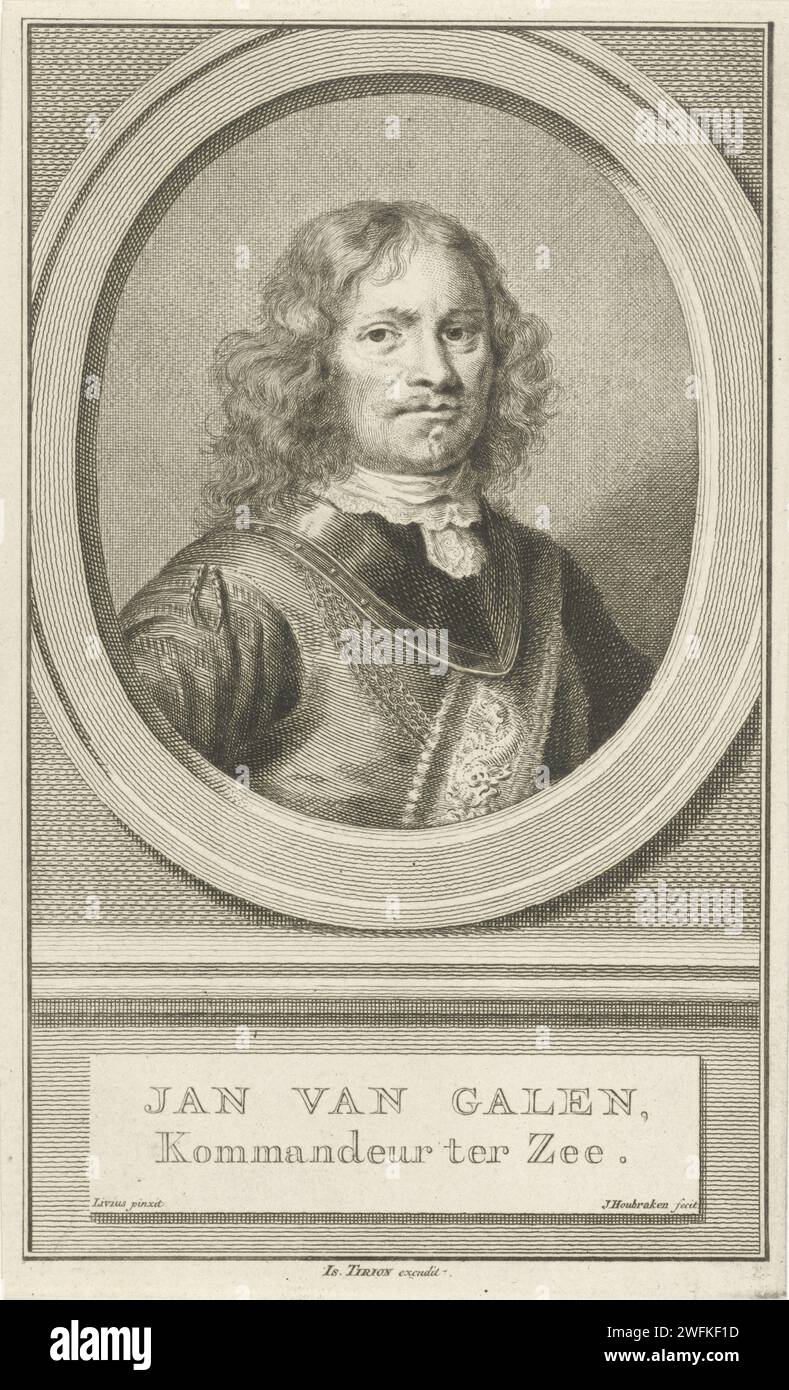 Portrait of Johan van Galen, Jacob Houbraken, After Livius, 1749 1759