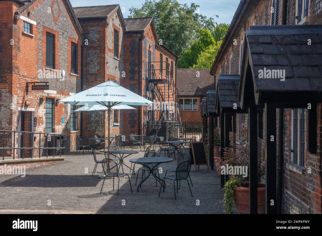 The Mill Cafe at the world famous Bombay Sapphire gin distillery at Laverstoke Mill, Whitchurch in Hampshire, England Stock Photo