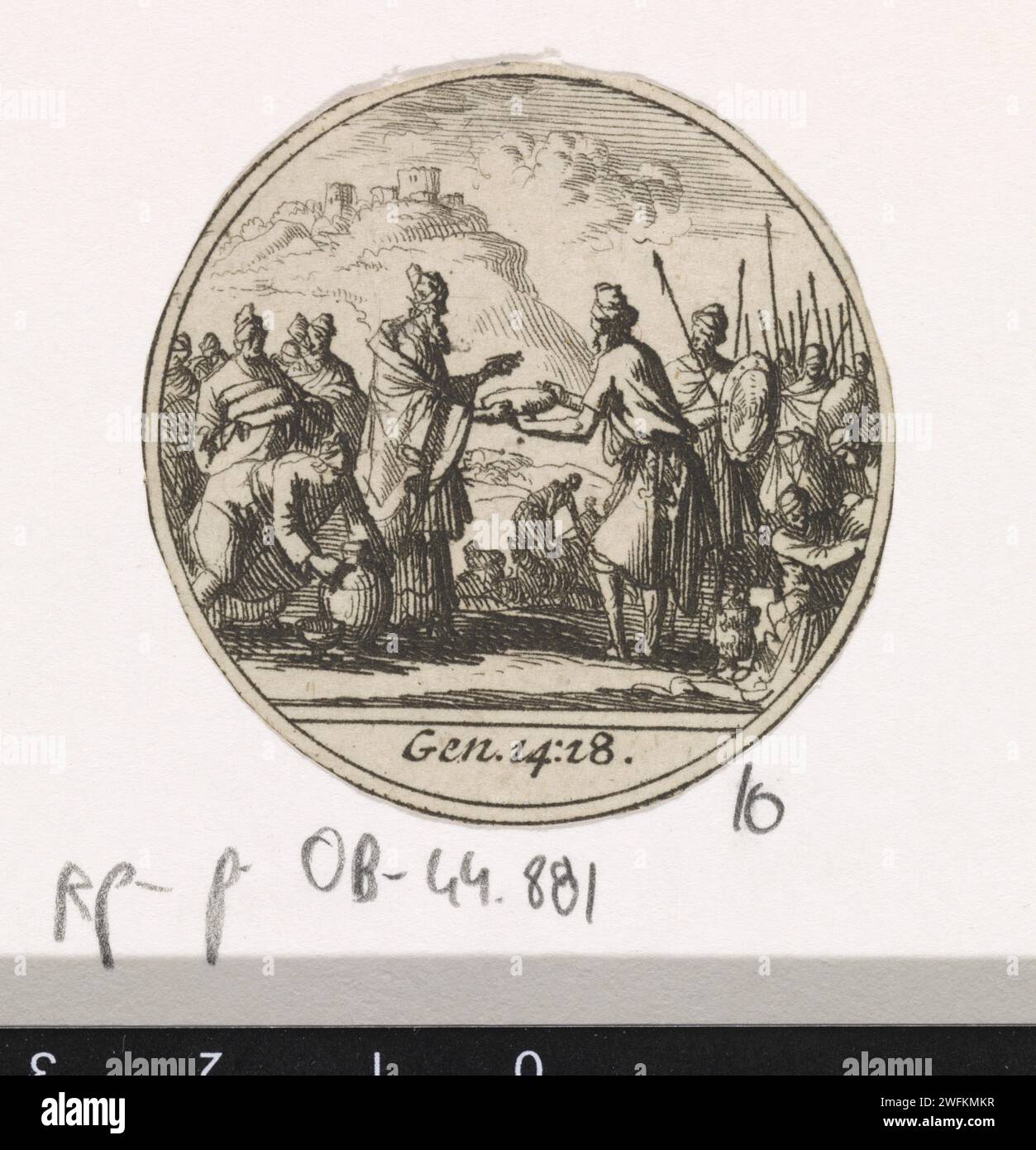 Abraham meets King Melchisedek, Jan Luyken, 1700 print Abraham meets King Melchizedek. They