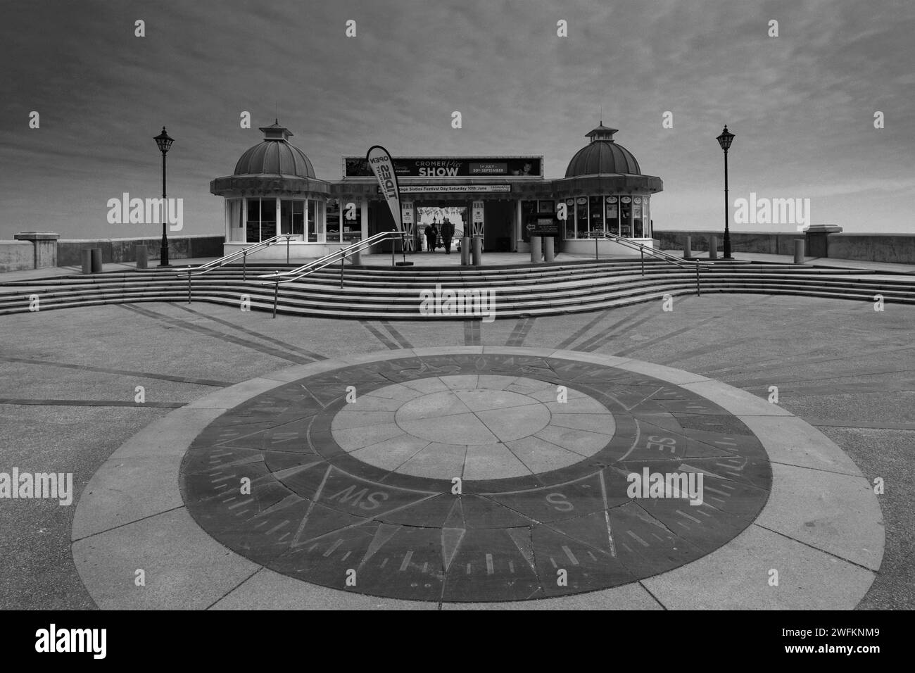 The promenade and Pavilion Theatre Pier at Cromer town, North Norfolk Coast, England, UK Stock Photo