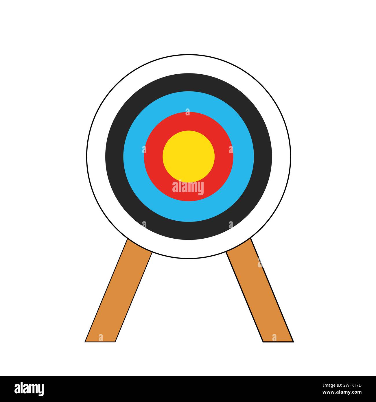 Archery target with stand. Aim, objective and goal. Vector illustration