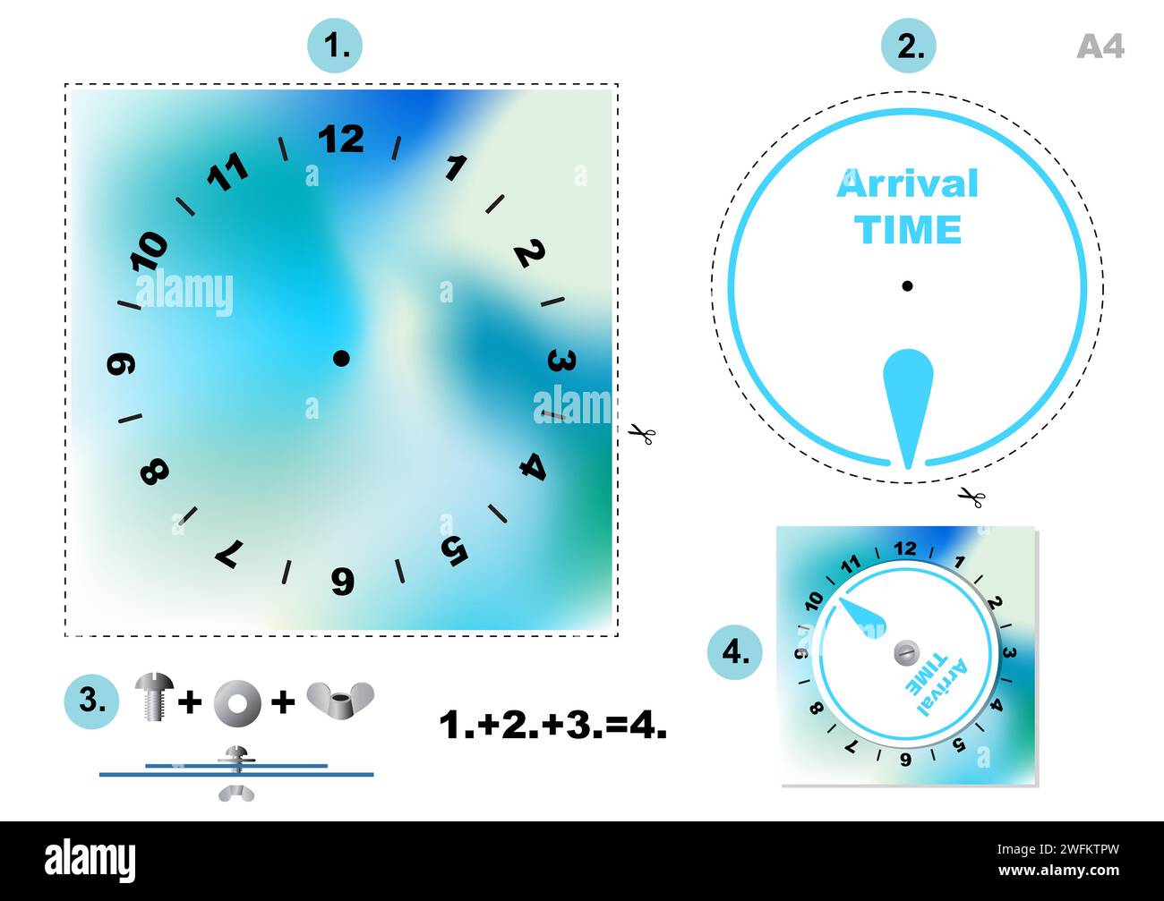 DIY Car Parking Disc Timer, Clock Arrival Time Display , colorful