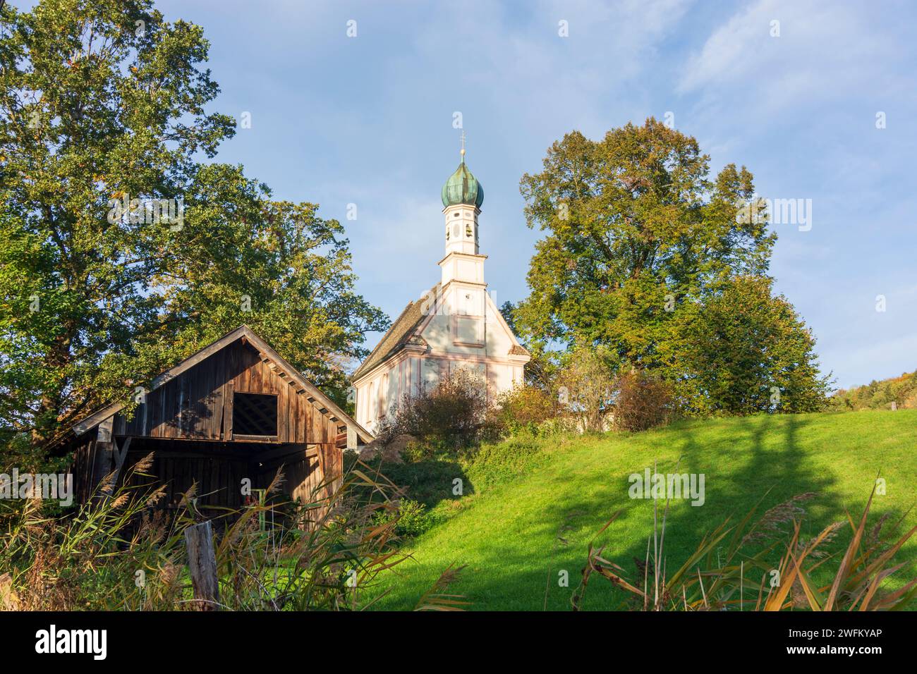 Murnau am Staffelsee: church Ramsachkircherl in Oberbayern, Pfaffenwinkel, Upper Bavaria, Bayern, Bavaria, Germany Stock Photo