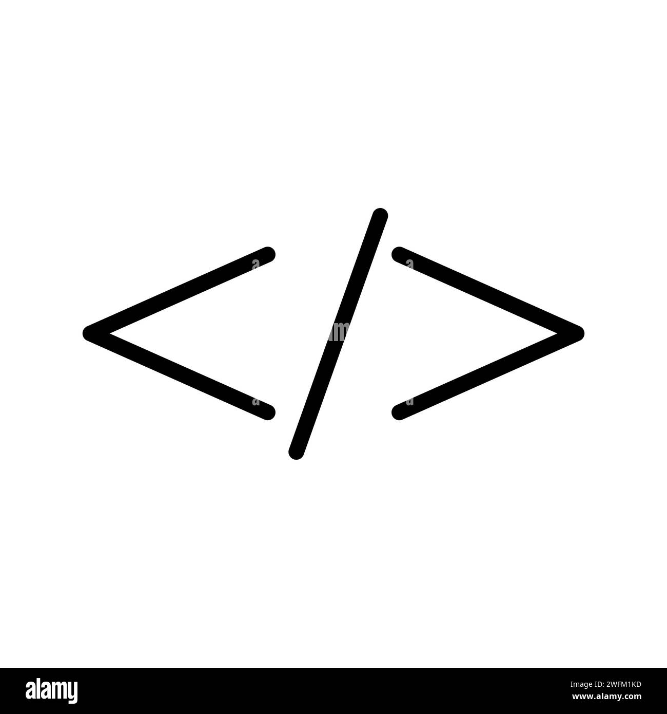 Vector black line icon program code symbol isolated on white background ...