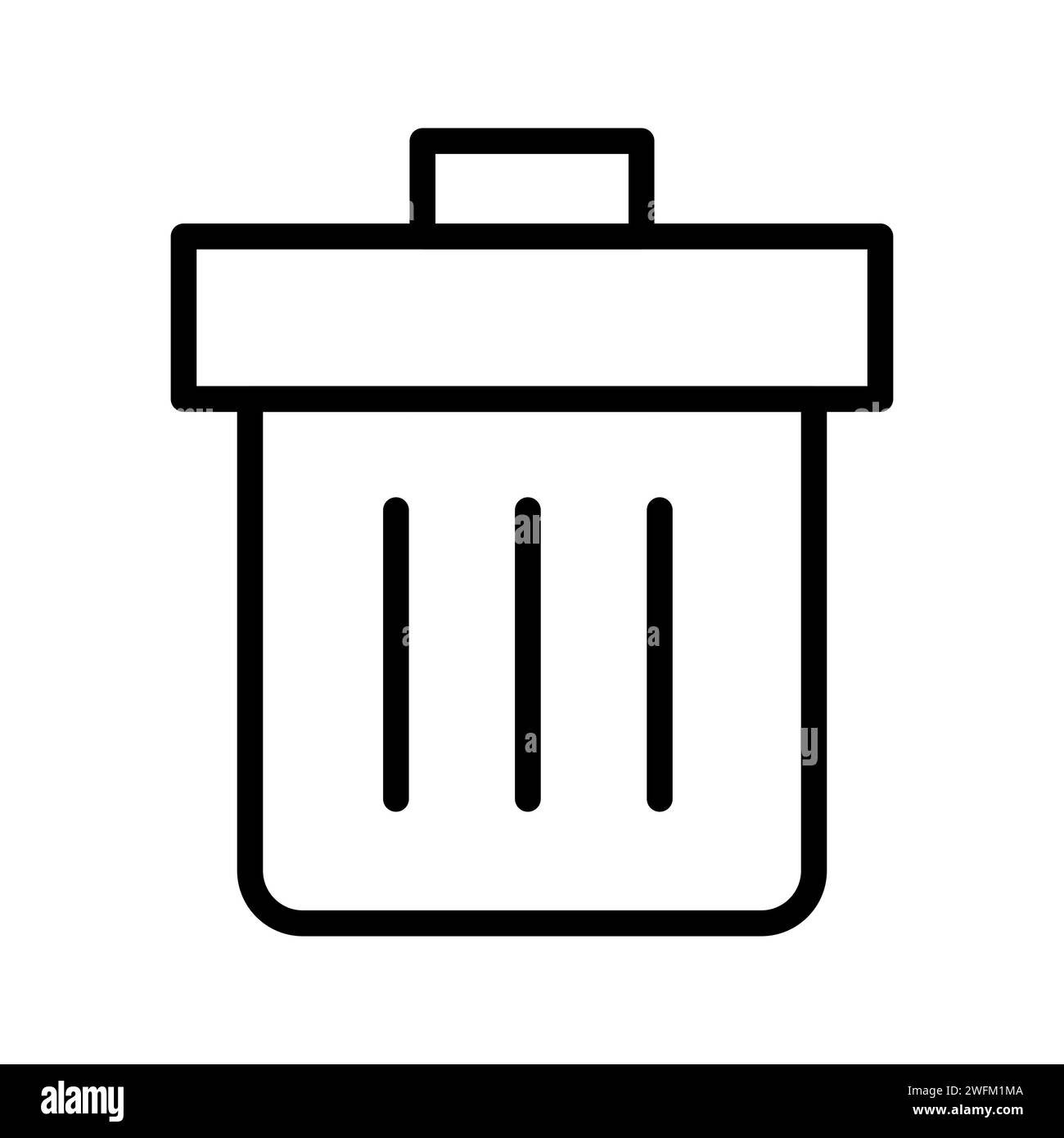 Vector black line icon trash can isolated on white background Stock ...