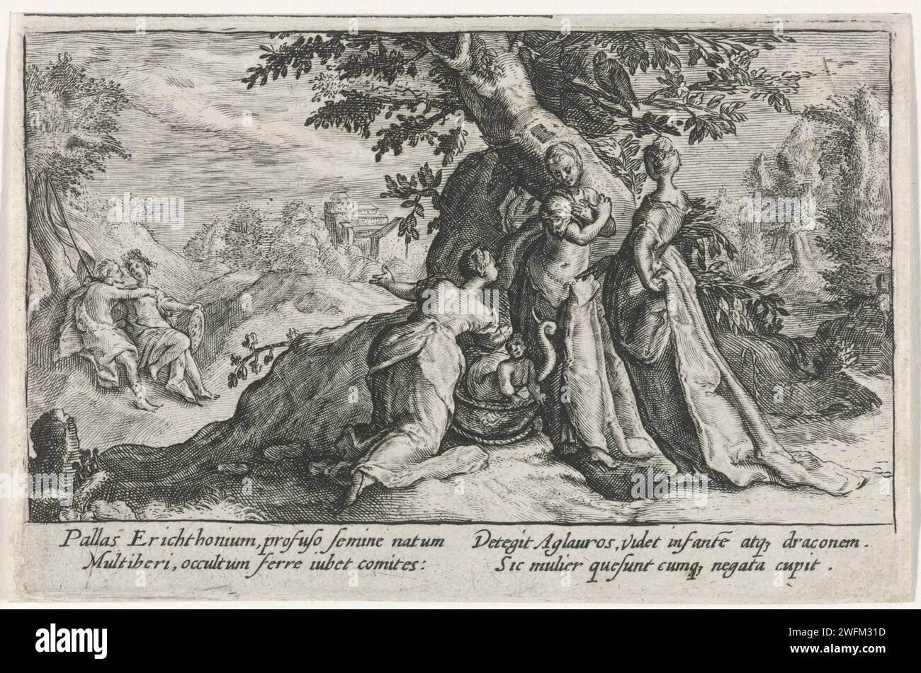 The daughters of Cecrops open the basket with Erichthonius, Crispijn ...