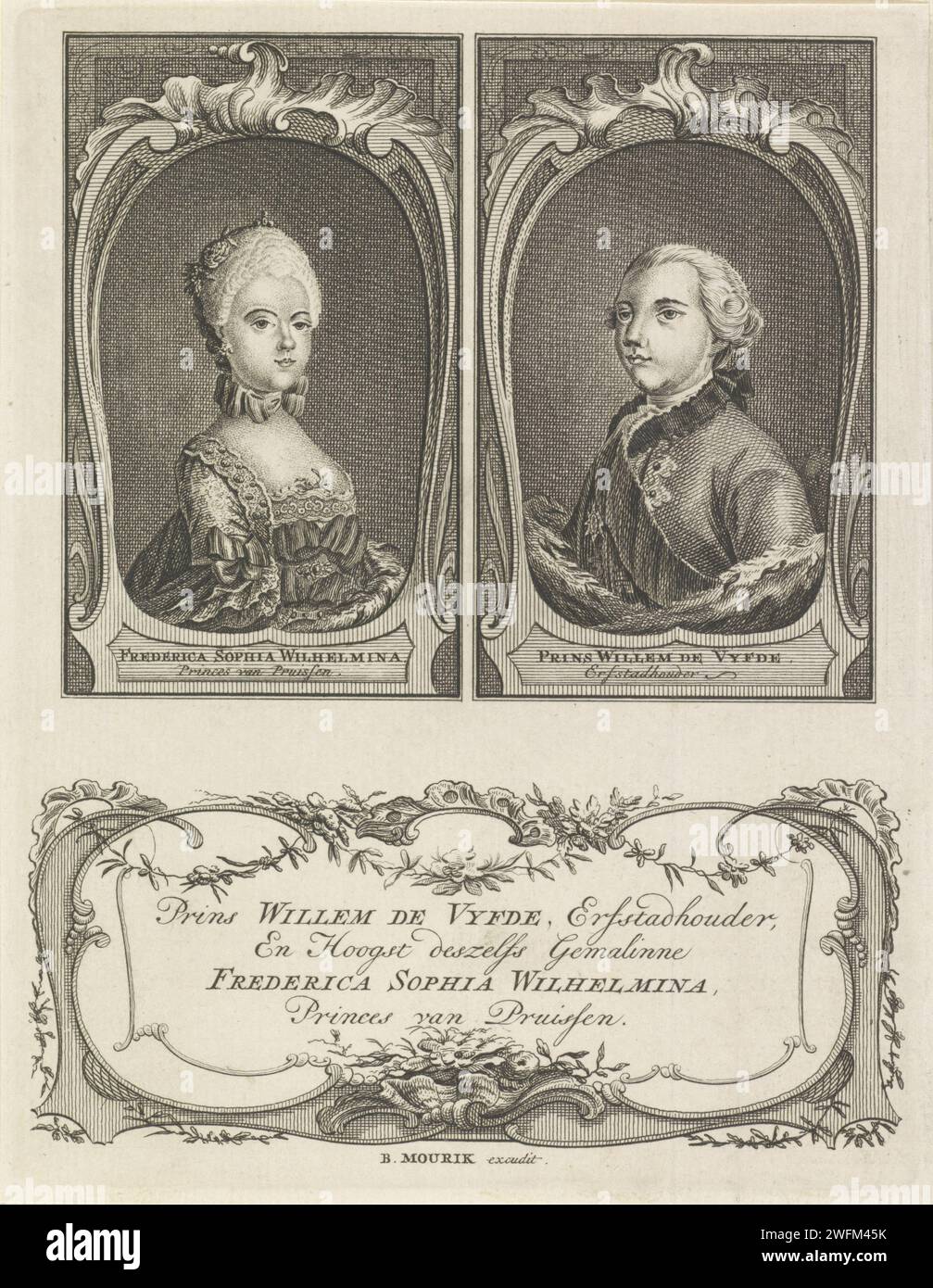 Portraits of Wilhelmina van Pruisen and Willem V, Prince of Oranje ...