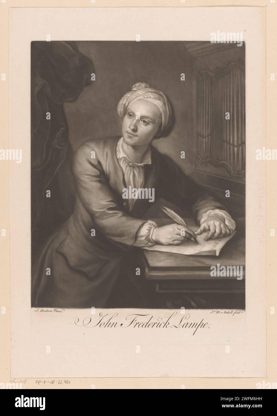 Portrated Van John Frederick Lampe, James Mcardell, After S. Andrea, c. 1745 - 1751 print  London paper  historical persons. portrait of composer Stock Photo