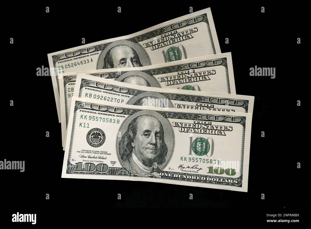 US 100 dollar currency bills Stock Photo