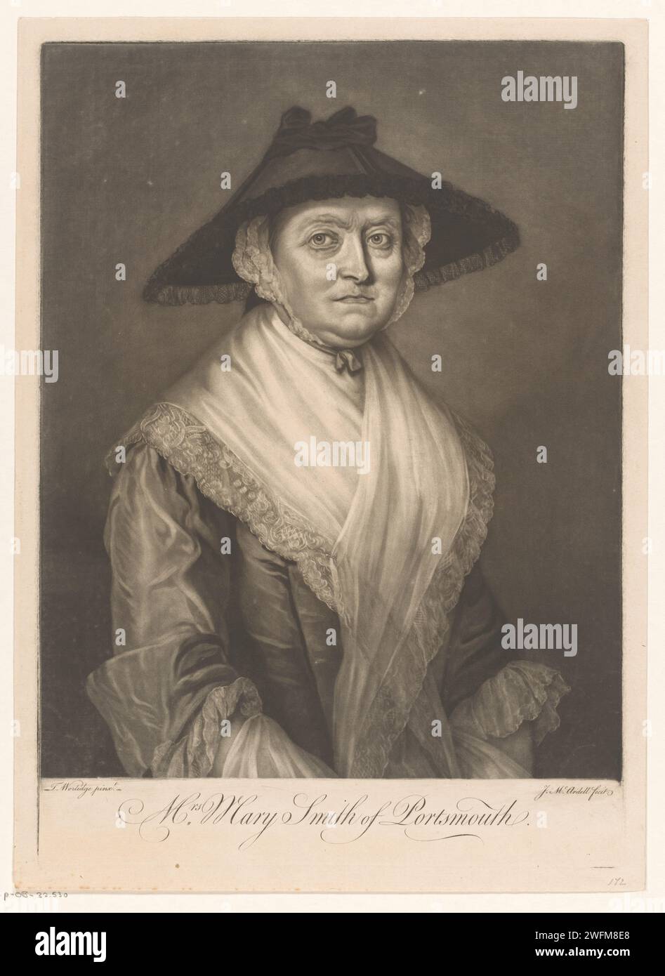 Portret van Mary Smith, James McArdell, after Thomas Worlidge, c. 1755 print  London paper  historical person (with NAME) - BB - woman - historical person (with NAME) portrayed alone Stock Photo